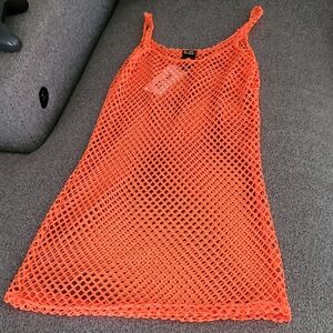 Buzz Vibrant Orange Mesh Beach Coverup